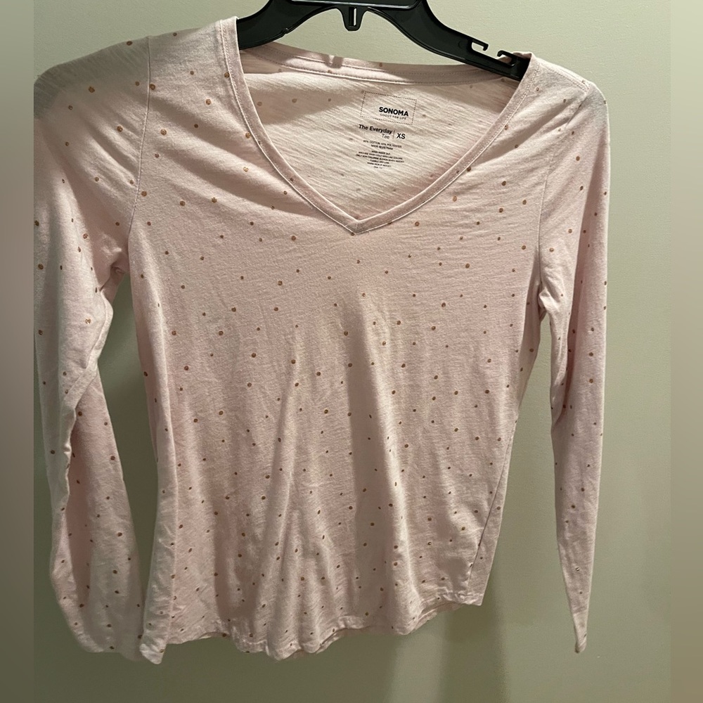 Every day tee pink with glitter polka dots (XS/S) by Sonoma